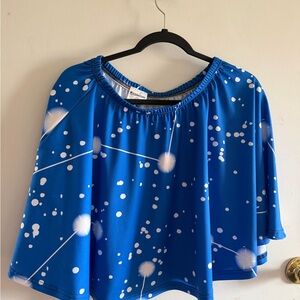 Chic Blue Skater Skirt with White Dots